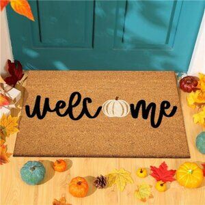 Fall Coir Doormat Welcome Pumpkins Door Mat Autumn Non Slip 24 x 16 Inch